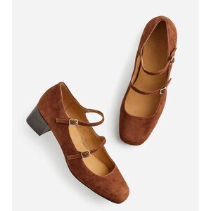 Madewell Nettie Heeled Mary Jane Heels size 6.5 Mahogany Suede Leather EUC